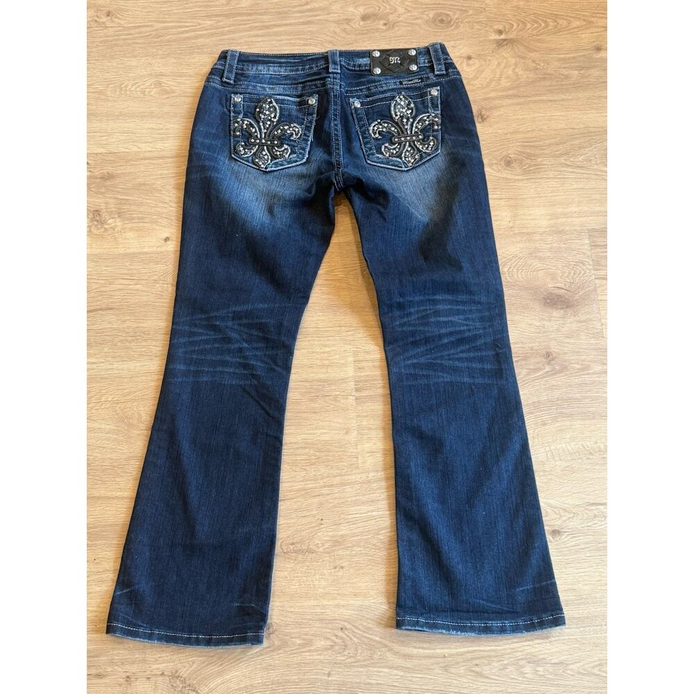 Miss Me Signature Boot Flour De Lis Embroidered Pockets Jeans Women’s 32x30 Blue - Picture 11 of 11